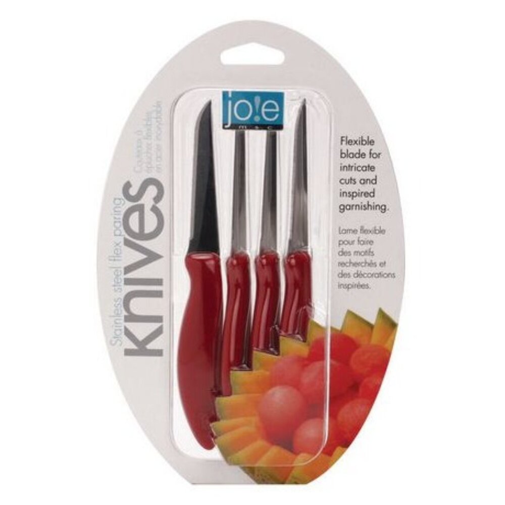 Joie Set of 4 Stainless Steel 6" Flexible Paring Garnishing Knives